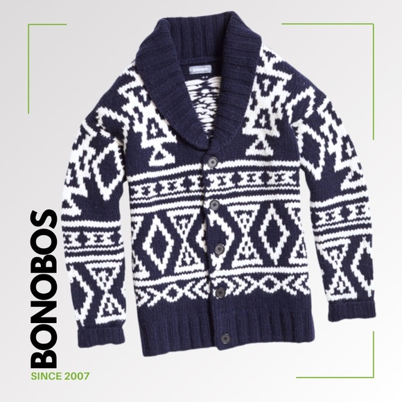 Bonobos Other - BONOBOS Men's Hand-Knit Cardigan in Navy/White